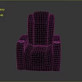 Black Leather Recliner Chair With Diamond Quilted Design And Armrest Cup Holders