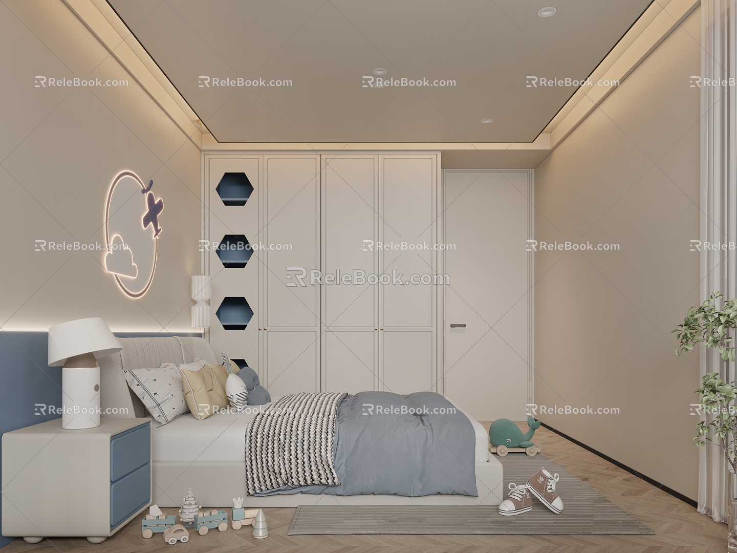 Son Room Bedroom Bedroom Simple Children's Room Children's Room Wardrobe 3d model