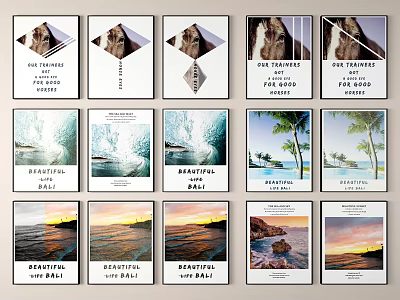 Scenery Paintings Of Bali Sunset Beach With Palm Trees And Mountain Views 3d model