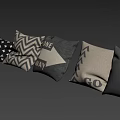 Modern Throw Pillows Set with Chevron Cross and ONE WAY Text Patterns 3d model
