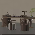 Luxury New Chinese Style Complete Tea Table And Chairs Set For Cozy Home Tea Room