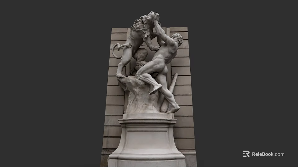 Game And Movie Mythological Character Classical Sculpture Man Fighting Lion 3d model 
