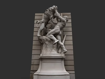 Game And Movie Mythological Character Classical Sculpture Man Fighting Lion 3d model