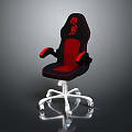 Black and Red Office Chair with Gaming Style Ergonomic Design Swivel Wheels and Red Armrests