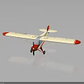 Small White and Red Airplane with Propeller Wings on Dark Background 3d model