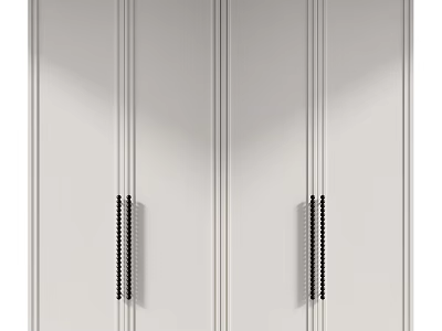 Modern White Wardrobe Design With Double Doors And Black Handles 3d model