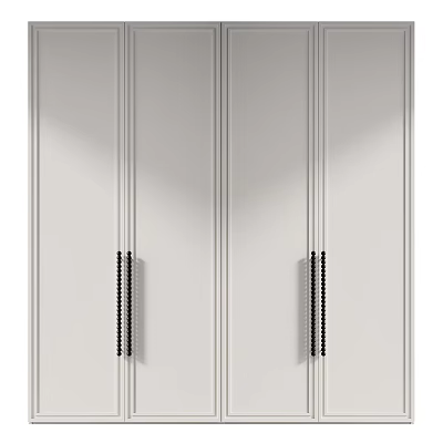 Modern White Wardrobe Design With Double Doors And Black Handles 3d model
