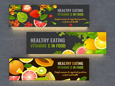 Colorful Healthy Eating Vitamin C Food Wall Hanging Banner With Fruits And Vegetables 3d model