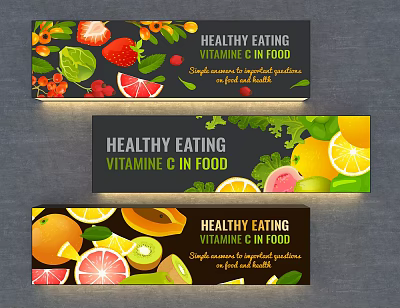 Colorful Healthy Eating Vitamin C Food Wall Hanging Banner With Fruits And Vegetables 3d model