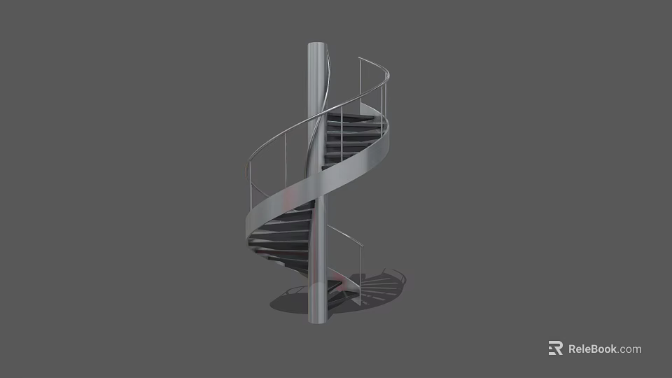 Modern Spiral Staircase With Metal Handrail And Sleek Structure Design 3d model 