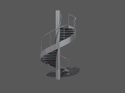Modern Spiral Staircase With Metal Handrail And Sleek Structure Design 3d model