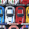 Colorful Race Car Models Arranged Neatly In Multiple Rows 3d model