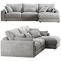 Modern Gray L Shaped Sofa With Multiple Plush Cushions And Chaise Design 3d model