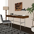 Quiet desk and chair combination 3d model