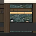 Modern Sideboard With Marble Backdrop Glass Door Cabinets And Illuminated Open Shelves