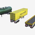 Different Types of Utility Trailers with Green Tanker Yellow Container and Flatbed Designs