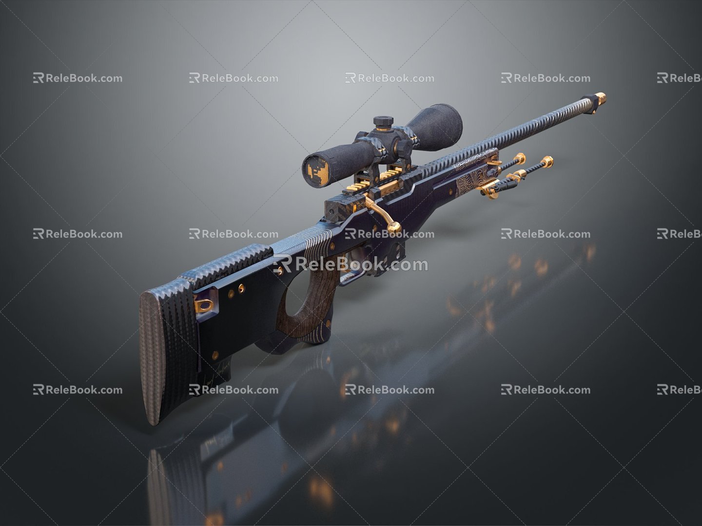 Modern Sniper Gun Sight Sniper Rifle Sci-Fi Sniper Rifle 3d model