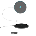 Wireless Charger with Circular Black Panel and White USB Charging Cable