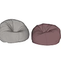 Gray and Pink Bean Bag Chairs on Marble Floor with Light Wall
