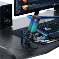 Gaming Computer Setup With RGB PC Case Dual Monitors Mechanical Keyboard And Ergonomic Chair
