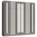 Elegant Gray Decorative Wall Panels With Vertical Stripes And Intricate Moldings