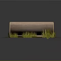 Natural Outdoor Scene With Small Curved Skate Ramp And Green Grass On Ground