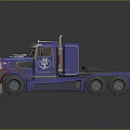 Blue And Red Semi Truck With Cab Design Exhaust Pipes And Body Logo Details