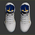 White Nike High Top Basketball Shoes With Blue Accents Orange Details And Blue Sole