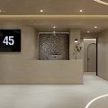 Modern Beauty Salon Interior With Curved Walls Ceilings Circular Skylights White Shutters And Beige Tones