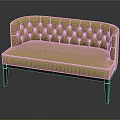 Yellow Curved Sofa With Tufted Diamond Pattern Backrest Leather Upholstery And Dark Wooden Legs