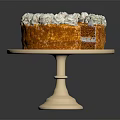Sliced Cake With White Cream Decoration On Pedestal Stand Showing Layers