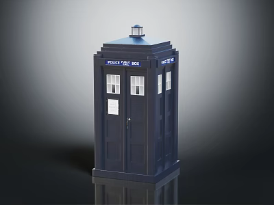 Vintage Dark Blue Police Call Box With Public Call Box Lettering Windows And Door 3d model
