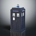 Vintage Dark Blue Police Call Box With Public Call Box Lettering Windows And Door