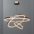 Modern Metallic Chandelier With Illuminated Circular Rings For Contemporary Interior Design