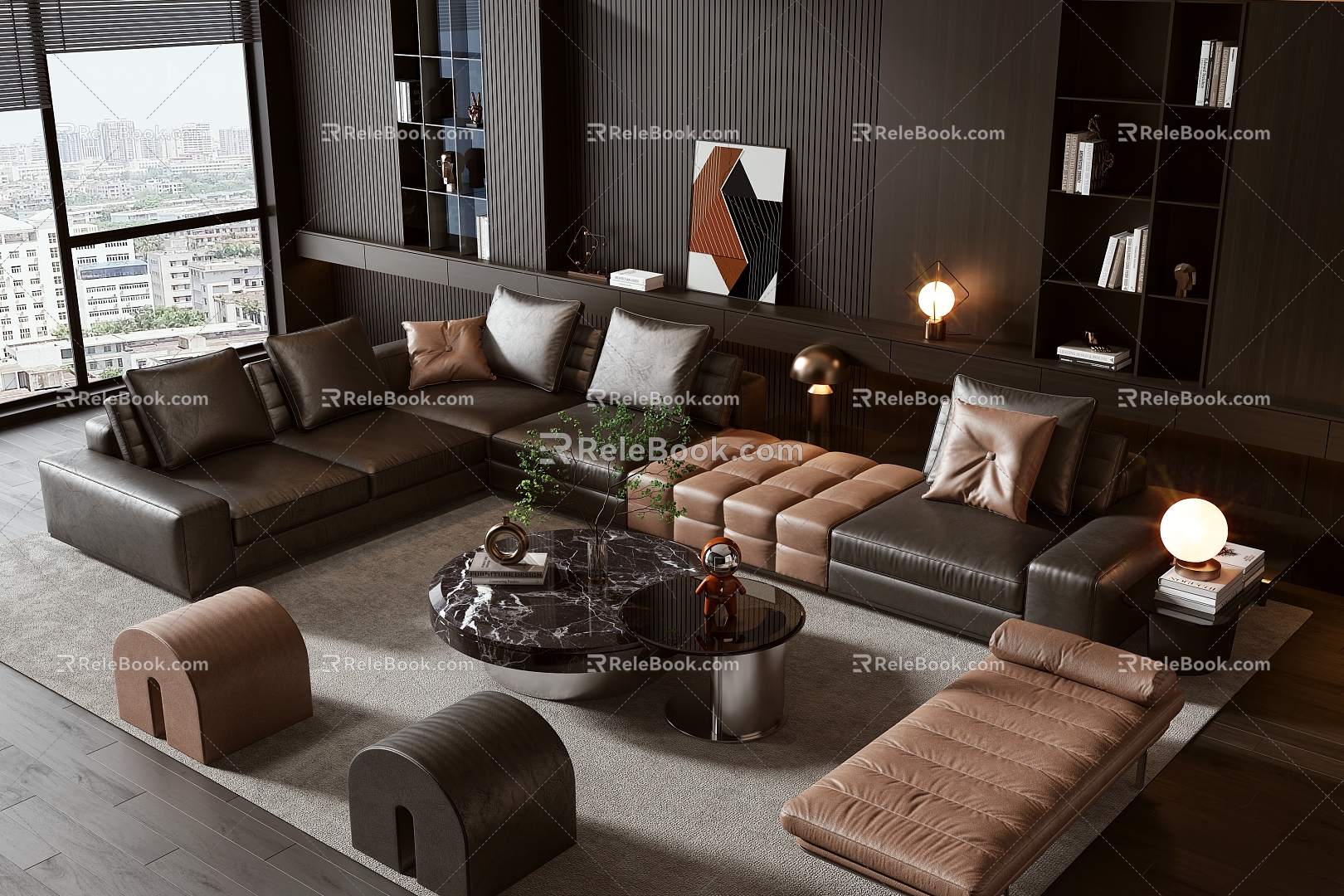 Sofa coffee table combination 3d model