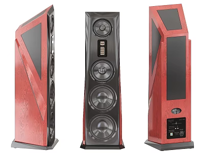 Modern Floor Standing Speakers With Wooden Design And Multiple Drivers For Home Audio 3d model