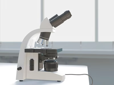 Medical Equipment Microscope with Binocular Head Coarse Fine Focus and Mechanical Stage 3d model