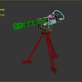 Tactical Machine Gun Mounted On Tripod Stand With Long Barrel And Reinforced Frame