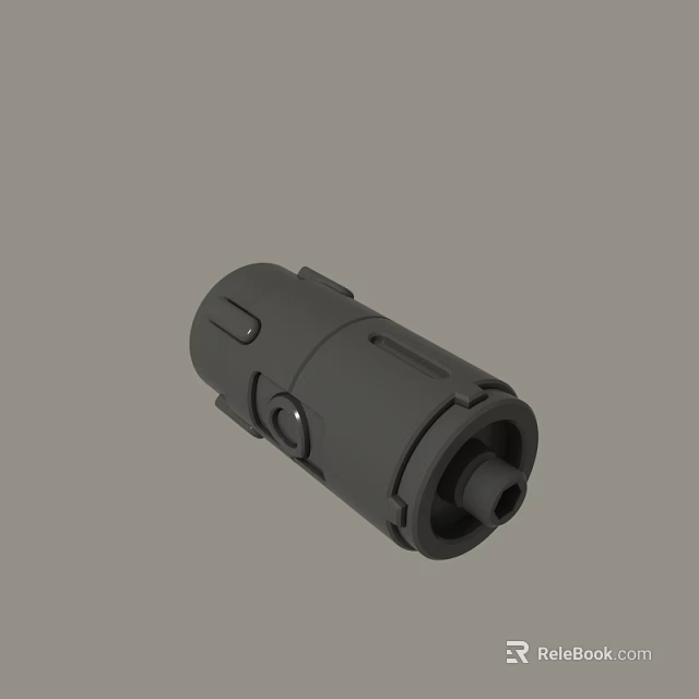 Durable Black Cylindrical Mechanical Part With Connector Interface And Industrial Structure 3d model 