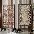 Chinese Traditional Wooden Room Dividers Featuring Intricate Carvings For Interior Decoration