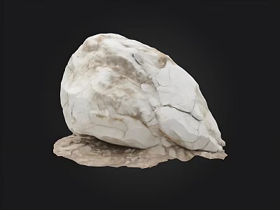 White Cracked Rock With Natural Base Structure On Black Background 3d model