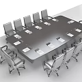 Modern Conference Table With Multiple Office Chairs In Contemporary Office Setting 3d model