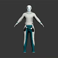 Futuristic 3D Weapon Model Featuring White And Teal Humanoid Combat Armor Design