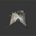 Water Dam Spillway Structure With Concrete Piers Sloped Ramp And Metal Railings