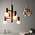 Modern Wooden Chandeliers With White Bulbs Decor Open Book Green Plant Light Wall Background