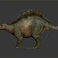 Realistic Stegosaurus Dinosaur Model With Bony Plates And Green Brown Body