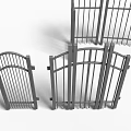 Metal Fence Design With Curved Straight Panels And Decorative Gates