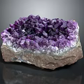 Purple Amethyst Cluster With Sparkling Crystals And Natural Stone Base