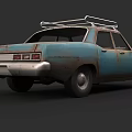 Rusted Blue Old Car With Roof Rack And Weathered Exterior