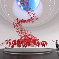 Art installation Meichen Art Paper Crane Hanging Ornament Paper Crane Paper Crane Art Red Culture National Tide Biennale Art Space Immersion Space 3d model